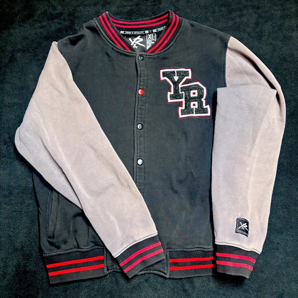 Y2K Young & Reckless Varsity Jacket - "Live Fast Die Last" - Size XL